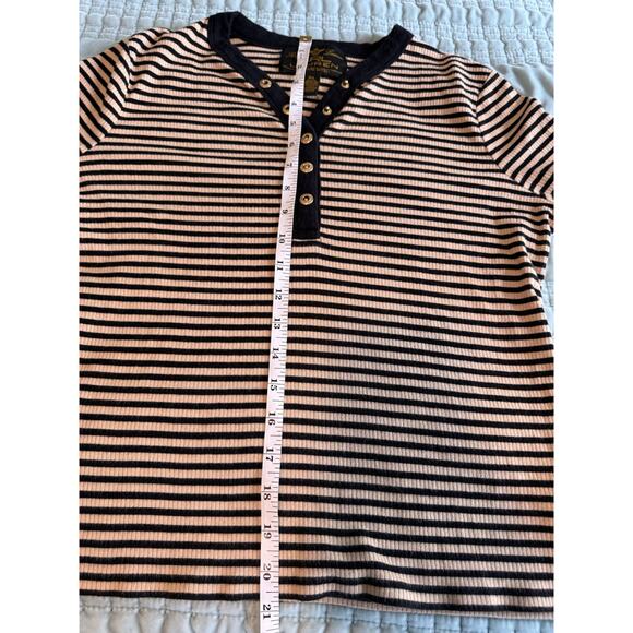Vintage Lauren Ralph Lauren Women's Henley Top Petite Large 3/4 Sleeve Y2K Vibes - Picture 7 of 10